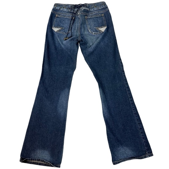 Vintage Y2K 90s Delicious By Mudd Studded Low Rise Flare Jeans Size 9 Lace Up - Picture 14 of 14